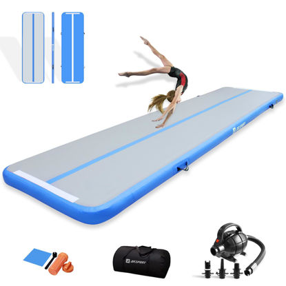 Picture of AKSPORT Gymnatsics Air Mat Tumble Track Inflatable Tumbling Mat with Electric Air Pump for Home Use/Tumble/Gym/Training/Cheerleading