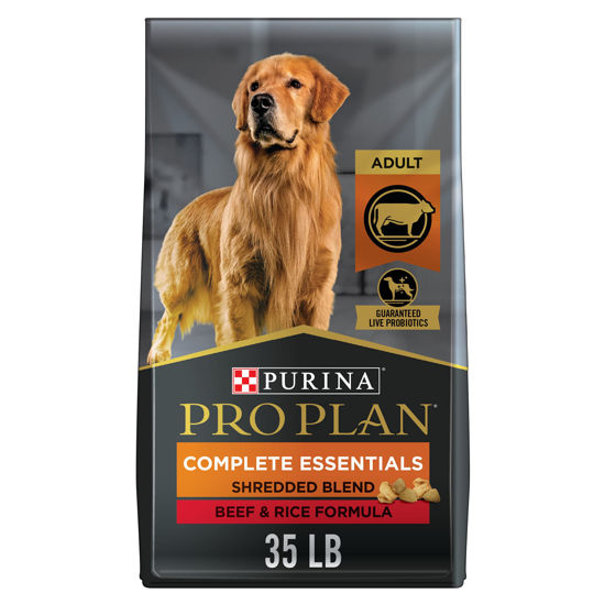 Picture of Purina Pro Plan High Protein Dog Food With Probiotics for Dogs, Shredded Blend Beef & Rice Formula - 35 lb. Bag