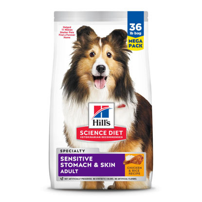 Picture of Hill's Science Diet Sensitive Stomach & Skin, Adult 1-6, Stomach & Skin Sensitivity Support, Dry Dog Food, Chicken Recipe, 36 lb Bag