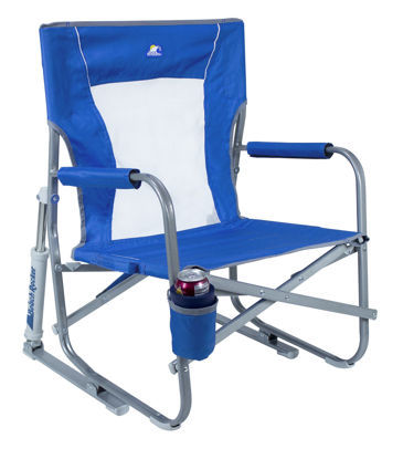 Picture of GCI Outdoor Beach Rocker Chair | Collapsible Folding Rocking Chair with Durable Armrests, Drink Holder & Portable Carry Handle - Saybrook Blue