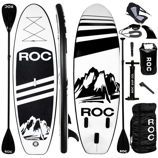 Picture of Roc Inflatable Stand Up Paddle Boards with Premium SUP Paddle Board Accessories, Wide Stable Design, Non-Slip Comfort Deck for Youth & Adults (Black W/Kayak Seat, 10 FT)