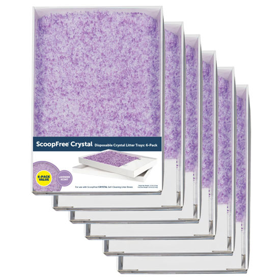 Picture of PetSafe ScoopFree Crystal Cat Litter Tray Refills - Lavender Crystals, 6-Pack - Disposable Tray - Includes Leak Protection & Low Tracking Litter - Absorbs Odors on Contact