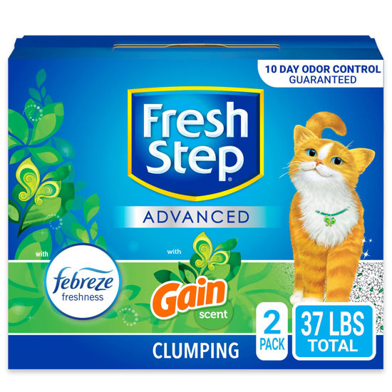 Picture of Fresh Step Clumping Cat Litter, With Gain, Advanced, Extra Large, 37 Pounds total (2 Pack of 18.5lb Boxes)