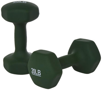 Picture of Amazon Basics Neoprene Dumbbell Hand Weights, 20 Pounds, Pair, Dark Green