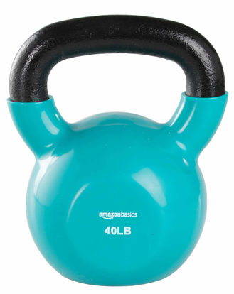 Picture of Amazon Basics Vinyl Kettlebell, 40 Pounds, Light Blue