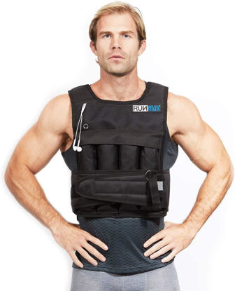 Picture of RUNmax RUNFast rm40p 12lb-140lb Weighted Vest (with Shoulder Pads, 40lb), Black