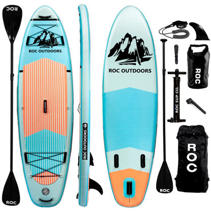 Picture of Roc Inflatable Stand Up Paddle Boards 10 ft 6 in with Premium SUP Paddle Board Accessories, Wide Stable Design, Non-Slip Comfort Deck for Youth & Adults (Cloud)