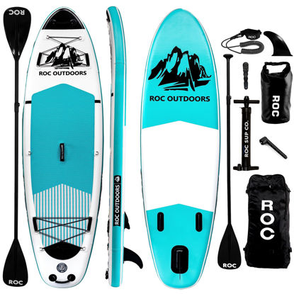 Picture of Roc Inflatable Stand Up Paddle Boards 10 ft 6 in with Premium SUP Paddle Board Accessories, Wide Stable Design, Non-Slip Comfort Deck for Youth & Adults (Teal)