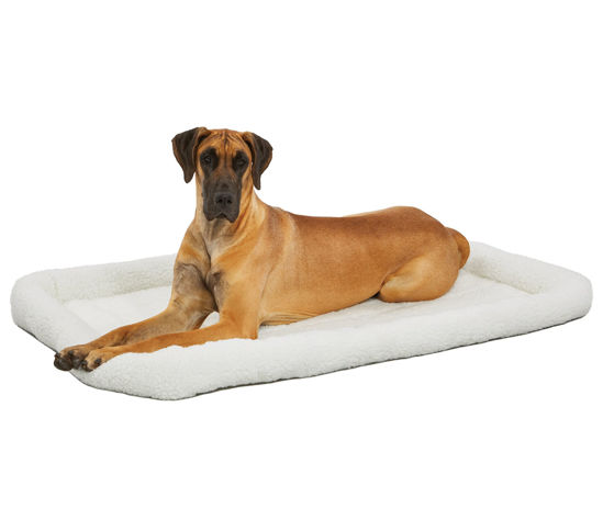 Picture of MidWest Homes for Pets Bolster Pet Bed for Dogs & Cats 54L-Inch White Fleece Dog Bed or Cat Bed w/ Comfortable Bolster | Ideal for Giant Dog Breeds (Great Dane / Mastiff) & Fits a 54-Inch Dog Crate