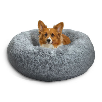 Picture of Best Friends by Sheri The Original Calming Donut Cat and Dog Bed in Shag Fur Gray, Medium 30"