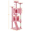 Picture of Yaheetech XL Cat Tree, 80in Multi-Level Cat Tower w/Cat Scratching Posts, Double Cat Condo, Perched Platforms and Dangling Balls, Cat Activity Center for Kittens Pets, Pink