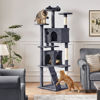 Picture of Yaheetech XL Cat Tree, 80in Multi-Level Cat Tower with Cat Scratching Posts, Double Cat Caves, Perched Platforms and Dangling Balls, Cat Stand House for Kittens Pet, Dark Gray