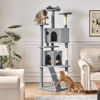 Picture of Yaheetech Tall Cat Tree, 80in Multi-Level Cat Tower with Cat Scratching Posts, Double Cat Caves, Perched Platforms and Dangling Balls, Cat Stand House for Kittens Pet, Light Gray