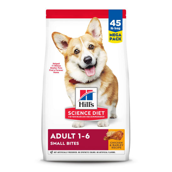 Picture of Hill's Science Diet Adult 1-6, Adult 1-6 Premium Nutrition, Small Kibble, Dry Dog Food, Chicken & Barley, 45 lb Bag