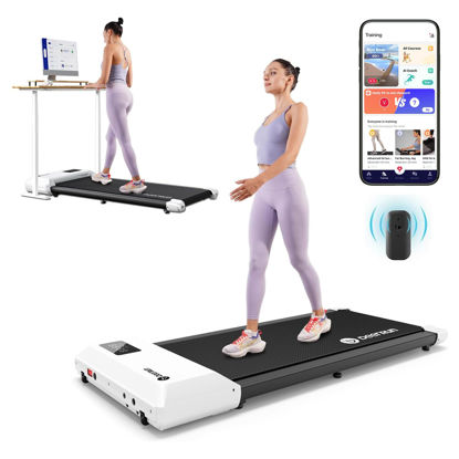 Picture of DeerRun Walking Pad 2 in 1 Under Desk Treadmill, 2.5HP Low Noise Walking Pad Running Jogging Machine with Remote Control for Home Office, Lightweight Portable Desk Treadmill Installation Free