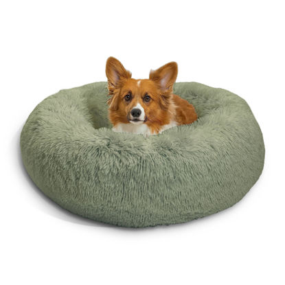 Picture of Best Friends by Sheri The Original Calming Donut Cat and Dog Bed in Shag Fur Sage, Medium 30"