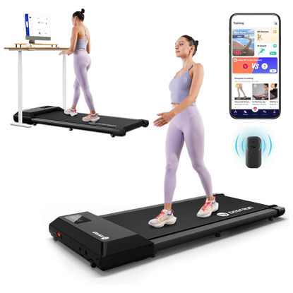 Picture of DeerRun Walking Pad 2 in 1 Under Desk Treadmill, 2.5HP Low Noise Walking Pad Running Jogging Machine with Remote Control for Home Office, Lightweight Portable Desk Treadmill Installation Free