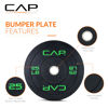 Picture of CAP Barbell Budget Olympic Bumper Plate Set with Green Logo, Black, 25 lb Pair