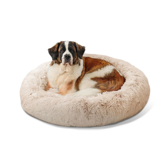 Picture of Best Friends by Sheri The Original Calming Donut Cat and Dog Bed in Shag Fur Taupe, Extra Large 45"