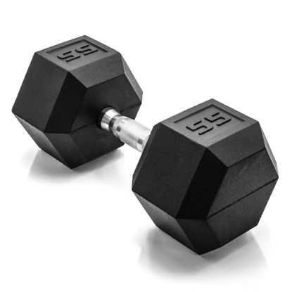 Picture of CAP Barbell Cap 55 LB Coated Hex Dumbbell Weight, New Edition, Black, (SDRIS-55)