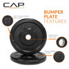 Picture of CAP Barbell Better Olympic Bumper Plate Set, Black, 25 lb Pair