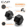 Picture of CAP Barbell Cap 60 LB Coated Hex Dumbbell Weight, New Edition, Black, (SDRIS-60)