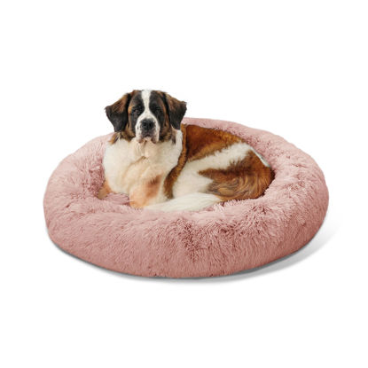 Picture of Best Friends by Sheri The Original Calming Donut Cat and Dog Bed in Shag Fur Dusty Rose, Extra Large 45"