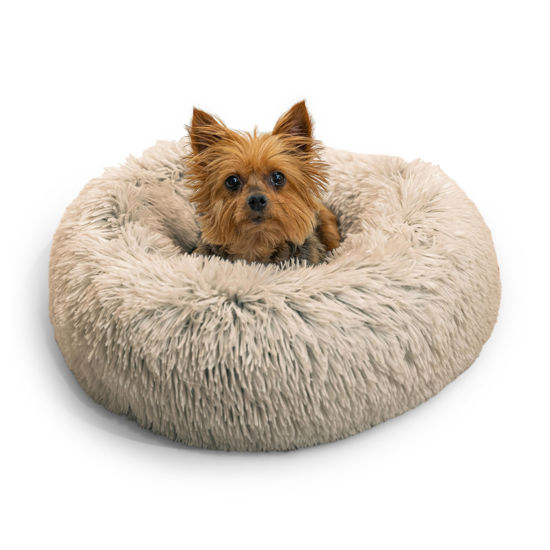 Picture of Best Friends by Sheri The Original Calming Donut Cat and Dog Bed in Shag Fur Taupe, Extra Small 18"