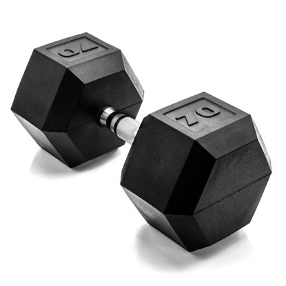 Picture of CAP Barbell Cap 70 LB Coated Hex Dumbbell Weight, New Edition, Black, (SDRIS-70)