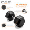 Picture of CAP Barbell Cap 70 LB Coated Hex Dumbbell Weight, New Edition, Black, (SDRIS-70)