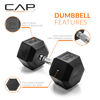 Picture of CAP Barbell Cap 65 LB Coated Hex Dumbbell Weight, New Edition, Black, (SDRIS-65)