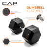 Picture of CAP Barbell Cap 75 LB Coated Hex Dumbbell Weight, New Edition, Black, (SDRIS-75)