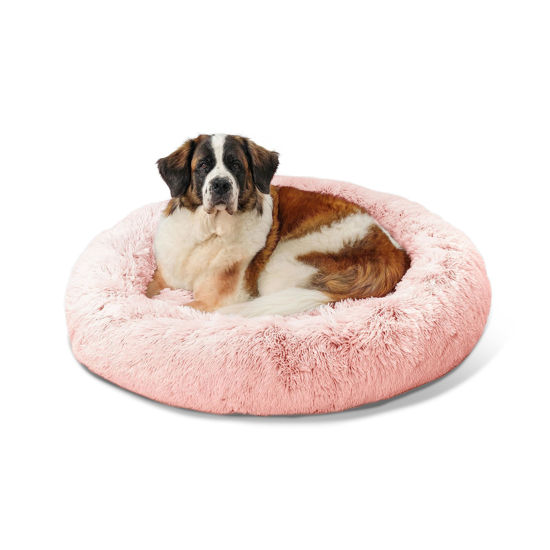 Picture of Best Friends by Sheri The Original Calming Donut Cat and Dog Bed in Shag Fur Cotton Candy Pink, Extra Large 45"