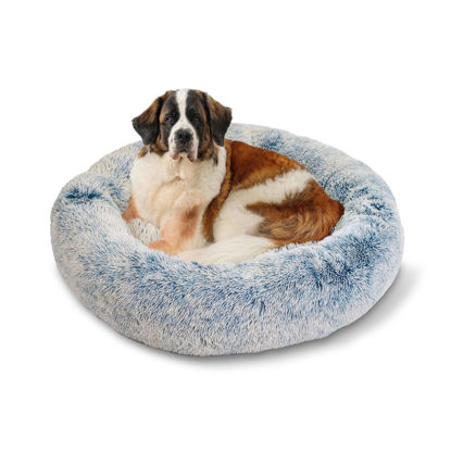 Picture of Best Friends by Sheri The Original Calming Donut Cat and Dog Bed in Shag Fur Denim, Extra Large 45"