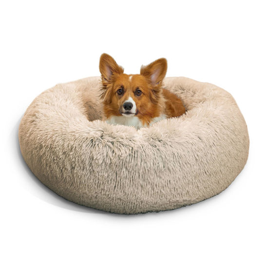 Picture of Best Friends by Sheri The Original Calming Donut Cat and Dog Bed in Shag Fur Taupe, Medium 30"