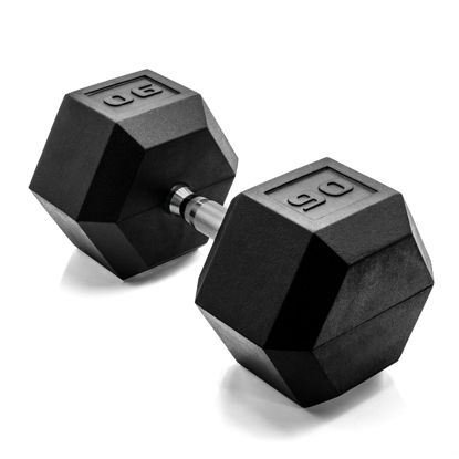 Picture of CAP Barbell Cap 90 LB Coated Hex Dumbbell Weight, New Edition, Black, (SDRIS-90)