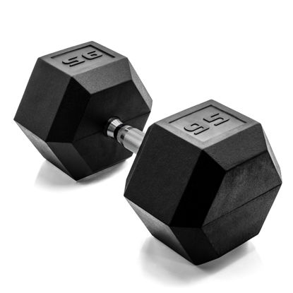 Picture of CAP Barbell Cap 95 LB Coated Hex Dumbbell Weight, New Edition, Black, (SDRIS-95)