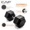 Picture of CAP Barbell Cap 95 LB Coated Hex Dumbbell Weight, New Edition, Black, (SDRIS-95)