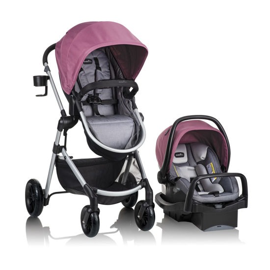 Picture of Evenflo Pivot Modular Travel System with LiteMax Infant Car Seat with Anti-Rebound Bar (Dusty Rose Pink)