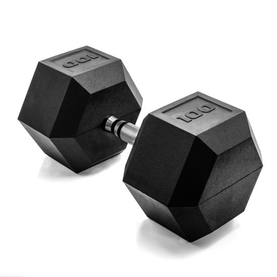 Picture of CAP Barbell Cap 100 LB Coated Hex Dumbbell Weight, New Edition, Black, (SDRIS-100)