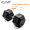 Picture of CAP Barbell Cap 100 LB Coated Hex Dumbbell Weight, New Edition, Black, (SDRIS-100)