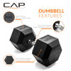 Picture of CAP Barbell Cap 100 LB Coated Hex Dumbbell Weight, New Edition, Black, (SDRIS-100)