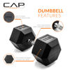 Picture of CAP Barbell Cap 110 LB Coated Hex Dumbbell Weight, New Edition, Black, (SDRIS-110)