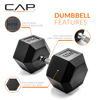 Picture of CAP Barbell Cap 120 LB Coated Hex Dumbbell Weight, New Edition, Black, (SDRIS-120)