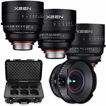 Picture of Rokinon's Xeen Cine Lens Bundle Including Xeen 16mm T2.6 Cine Lens, Xeen 35mm, 50mm, 85mm T1.5 Professional Cine Lenses for Sony FE Mount Cameras by Rokinon