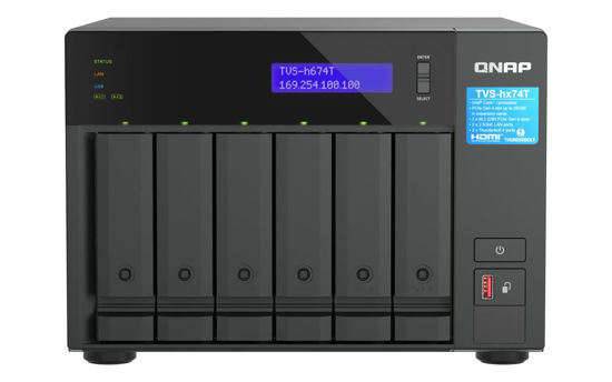 Picture of QNAP TVS-h674T-i5-32G-US 6 Bay High-Speed Desktop NAS with Intel 12th Gen Core i5 6-core CPU, 32GB DDR4 Memory, Thunderbolt 4 and 2.5GbE connectivity (Diskless)