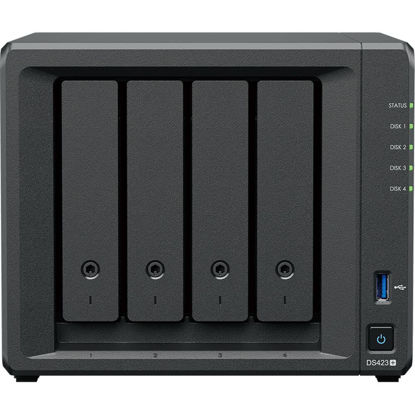 Picture of Synology DiskStation DS423+ NAS Server with Celeron 2.0GHz CPU, 6GB Memory, 48TB HDD Storage, 1TB M.2 NVMe SSD, 2 x 1GbE LAN Ports, DSM Operating System