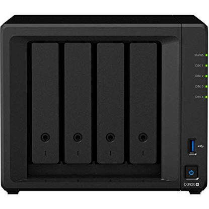 Picture of Synology DiskStation DS920+ NAS Server for Business with Celeron CPU, 8GB DDR4 Memory, 1TB M.2 SSD, 8TB SSD Storage, Synology DSM Operating System