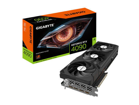 Picture of GIGABYTE GeForce RTX 4090 WINDFORCE V2 24G Graphics Card, 3X WINDFORCE Fans, 24GB 384-bit GDDR6X, GV-N4090WF3V2-24GD Video Card