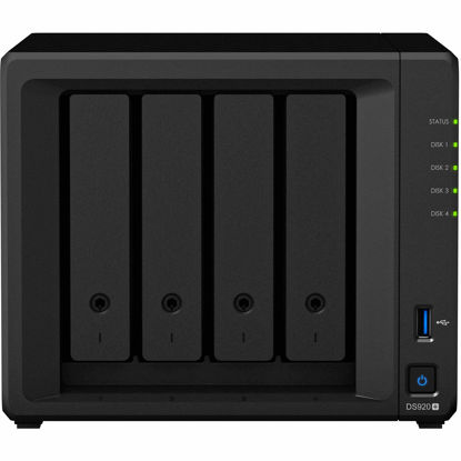 Picture of Synology DiskStation DS920+ NAS Server for Business with Celeron CPU, 8GB DDR4 Memory, 1TB M.2 SSD, 16TB HDD, DSM Operating System